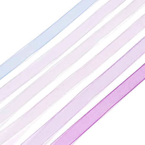 Craftdady 6 Rolls Blue/Dark Blue Polyester Ribbon 3/8 inch x 5 Yards Organza Polyester Ribbon Clear Fabric Ribbon for Bow Wrapping, Flower Bouquet, Hair Bows Crafts, Wreaths, Wedding Decor in Saudi Arabia
