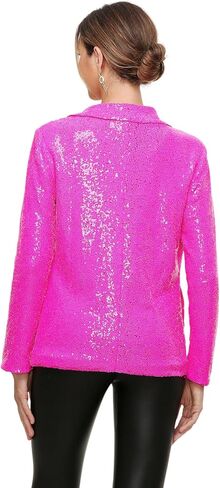 Women's Sequin Jacket Open Front Sparkly Blazer Jackets Casual Long Sleeve Party Glitter Cardigan Coat with Pockets in Saudi Arabia