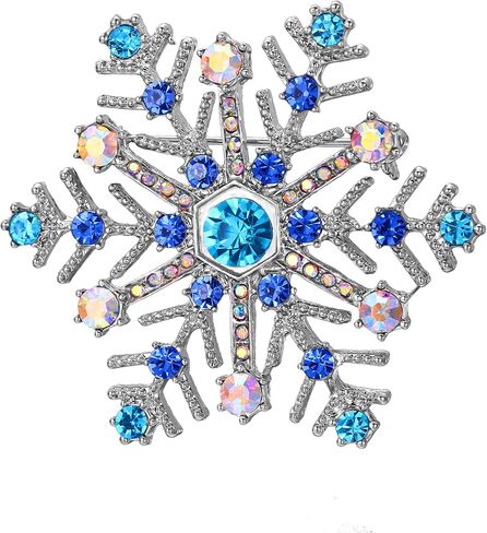 Flyonce Christmas Snowflake Brooch for Women, Sparkly Rhinestone Crystal Winter Party Corsage Broach Pin in Kuwait