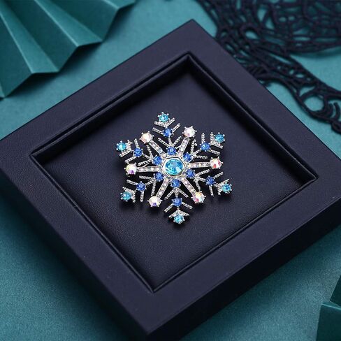 Flyonce Christmas Snowflake Brooch for Women, Sparkly Rhinestone Crystal Winter Party Corsage Broach Pin in Kuwait