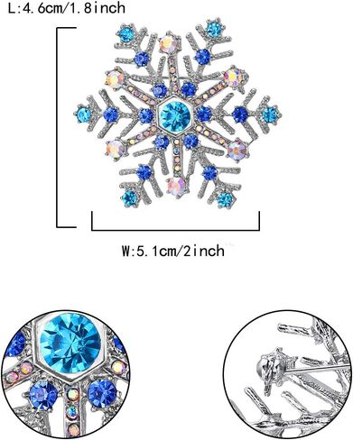 Flyonce Christmas Snowflake Brooch for Women, Sparkly Rhinestone Crystal Winter Party Corsage Broach Pin in Kuwait