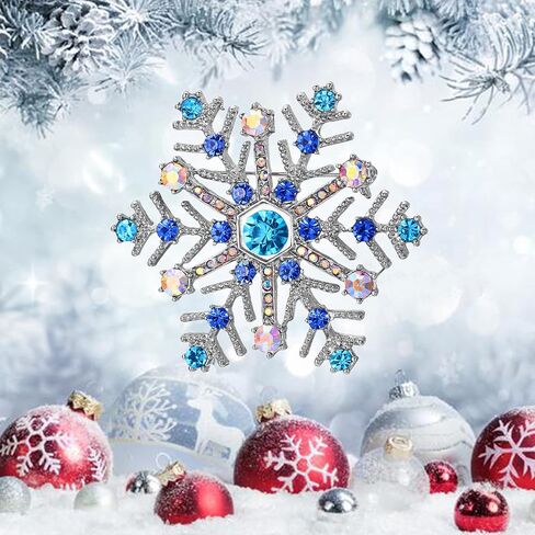 Flyonce Christmas Snowflake Brooch for Women, Sparkly Rhinestone Crystal Winter Party Corsage Broach Pin in Kuwait