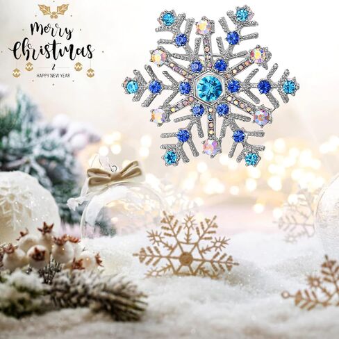 Flyonce Christmas Snowflake Brooch for Women, Sparkly Rhinestone Crystal Winter Party Corsage Broach Pin in Kuwait