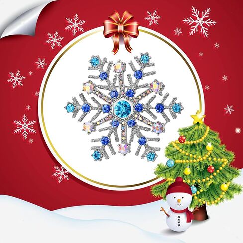 Flyonce Christmas Snowflake Brooch for Women, Sparkly Rhinestone Crystal Winter Party Corsage Broach Pin in Kuwait