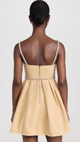 Self Portrait Women's Beige Diamante Denim Mini Dress in Kuwait