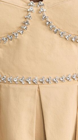 Self Portrait Women's Beige Diamante Denim Mini Dress in Kuwait