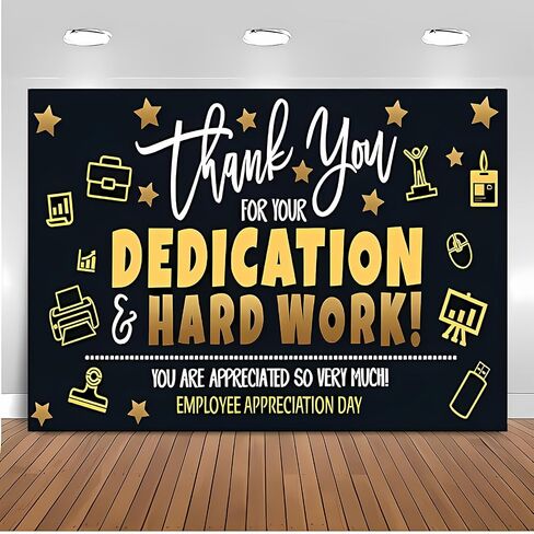 Employee Appreciation Day Banner Backdrop Decorations, Thank You for You Dedication Hard Work Employee Appreciation Background Decooration Supplies Decor, 7x5 FT in Saudi Arabia