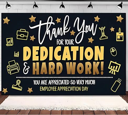 Employee Appreciation Day Banner Backdrop Decorations, Thank You for You Dedication Hard Work Employee Appreciation Background Decooration Supplies Decor, 7x5 FT in Saudi Arabia