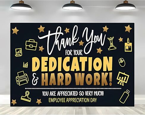 Employee Appreciation Day Banner Backdrop Decorations, Thank You for You Dedication Hard Work Employee Appreciation Background Decooration Supplies Decor, 7x5 FT in Saudi Arabia