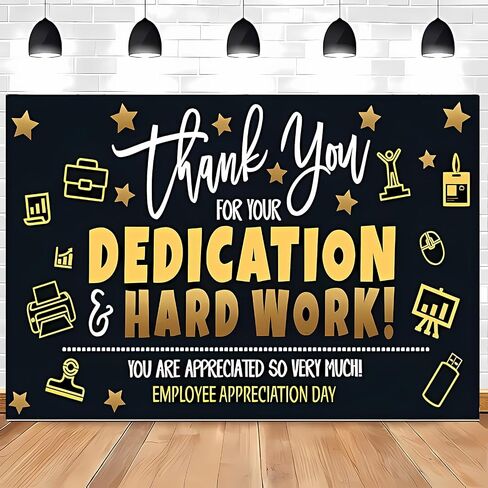 Employee Appreciation Day Banner Backdrop Decorations, Thank You for You Dedication Hard Work Employee Appreciation Background Decooration Supplies Decor, 7x5 FT in Saudi Arabia