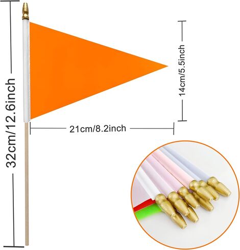 20 Pack Solid Color Plain Orange Pennant Flags on Stick Small Mini Handheld Triangle Blank DIY Graffiti Flags Decorations,5x8 Inch in Kuwait