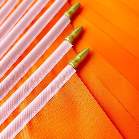 20 Pack Solid Color Plain Orange Pennant Flags on Stick Small Mini Handheld Triangle Blank DIY Graffiti Flags Decorations,5x8 Inch in Kuwait