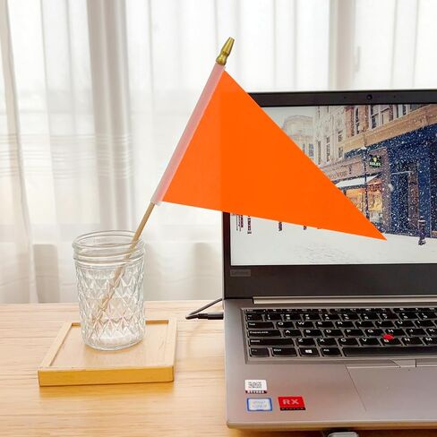 20 Pack Solid Color Plain Orange Pennant Flags on Stick Small Mini Handheld Triangle Blank DIY Graffiti Flags Decorations,5x8 Inch in Kuwait