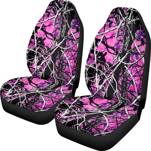 Poceacles Camo Car Seat Covers Full Set Universal Fit Car Pink Forest Hunting Camouflage Automotive Front Seat Cover Set of 2 High Back Bucket Seat Protector for Car, SUV, Truck or Van in Saudi Arabia