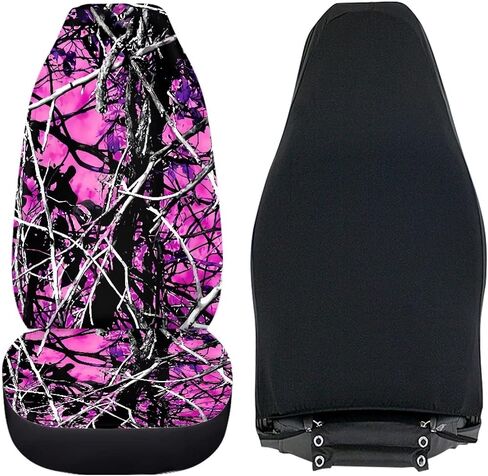 Poceacles Camo Car Seat Covers Full Set Universal Fit Car Pink Forest Hunting Camouflage Automotive Front Seat Cover Set of 2 High Back Bucket Seat Protector for Car, SUV, Truck or Van in Saudi Arabia