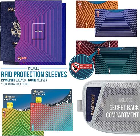 حزام نقود للسفر للرجال والنساء - بأكمام حجب RFID - مقصورات متعددة وجيب مخفي للسفر الآمن والاستخدام اليومي. (رمادي) in Saudi Arabia