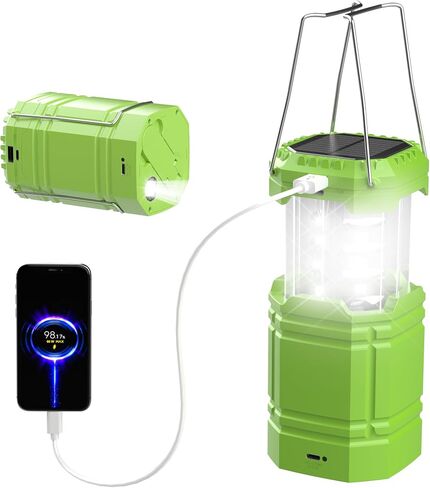 LED Camping Lantern Rechargeable,Flashlight Lantern for Power Outages & Hurricane Storms,Hand Crank/USB/Solar Powered Lanterns with 3000 Battery Power,Waterproof (Black)… in Saudi Arabia