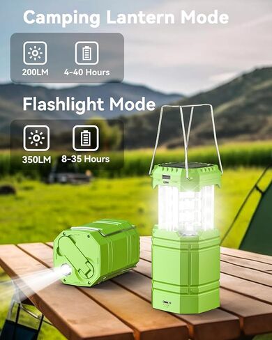 LED Camping Lantern Rechargeable,Flashlight Lantern for Power Outages & Hurricane Storms,Hand Crank/USB/Solar Powered Lanterns with 3000 Battery Power,Waterproof (Black)… in Saudi Arabia