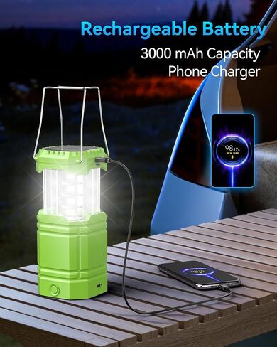 LED Camping Lantern Rechargeable,Flashlight Lantern for Power Outages & Hurricane Storms,Hand Crank/USB/Solar Powered Lanterns with 3000 Battery Power,Waterproof (Black)… in Saudi Arabia