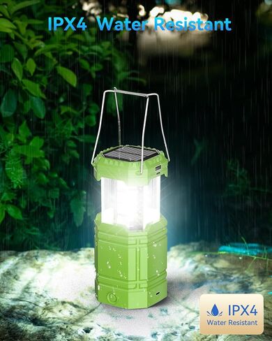 LED Camping Lantern Rechargeable,Flashlight Lantern for Power Outages & Hurricane Storms,Hand Crank/USB/Solar Powered Lanterns with 3000 Battery Power,Waterproof (Black)… in Saudi Arabia