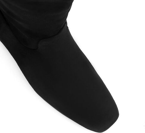 Knee High Boots for Women Square Toe Tall Boots Chunky Low Stacked Heels Long Boots Suede Pull on Wide Calf Comfy Dressy Fashion Casual in Saudi Arabia