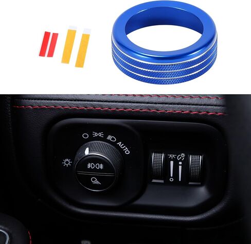 Headlight Fog Light Control Switch Knob Cover Ring, Interior Decal Trim for Dodge for RAM 2018-2022 Blue, 1 Pc in Saudi Arabia