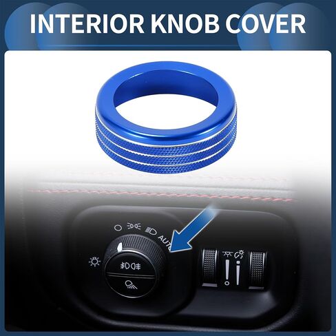 Headlight Fog Light Control Switch Knob Cover Ring, Interior Decal Trim for Dodge for RAM 2018-2022 Blue, 1 Pc in Saudi Arabia