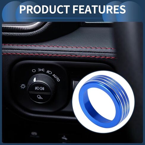 Headlight Fog Light Control Switch Knob Cover Ring, Interior Decal Trim for Dodge for RAM 2018-2022 Blue, 1 Pc in Saudi Arabia