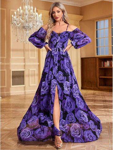 TOLEEN Summer Floral Dresses for Women Long Sleeve Casual Style Beach Swing Dresses in Saudi Arabia