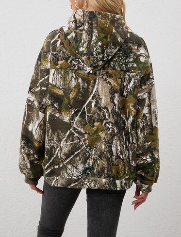 Camo Hoodie Womens Maple Leaf Fleece Hooded Sweatshirt Oversized Camouflage Hoodies For Women Trendy in Saudi Arabia