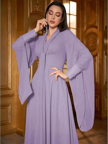 فساتين TOLEEN الصيفية المزخرفة بالزهور للنساء بأكمام طويلة ونمط كاجوال على الشاطئ in Kuwait