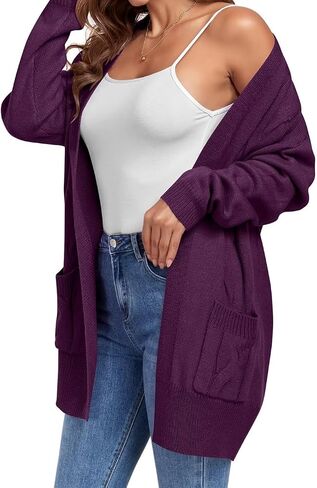 MONNURO Plus Size Cardigan Sweater for Women Long Sleeve Cable Knit Open Front Cardigan Outwear with Pockets in Saudi Arabia