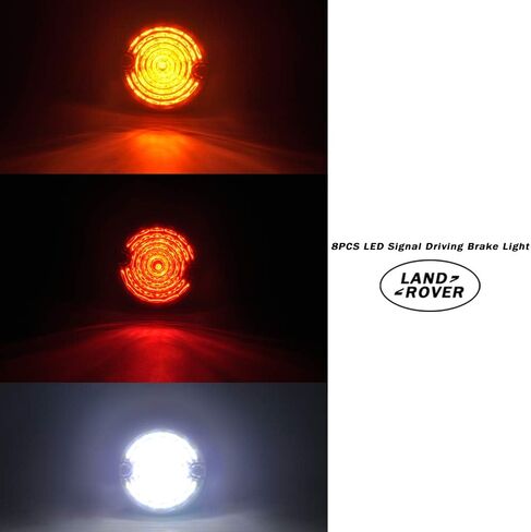 طقم إضاءة LED للتحديث من NSLUMO Defender 8 قطع 73 مم مؤشر كهرماني مستدير ضوء أمامي خلفي ضوء خلفي لسيارة Land Rover Defender 90/110 مع مجموعة ضوء المدافع عن العدسات الملونة المتعرية in Kuwait