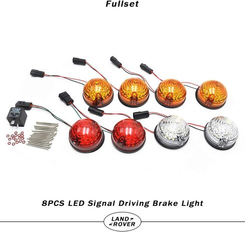 طقم إضاءة LED للتحديث من NSLUMO Defender 8 قطع 73 مم مؤشر كهرماني مستدير ضوء أمامي خلفي ضوء خلفي لسيارة Land Rover Defender 90/110 مع مجموعة ضوء المدافع عن العدسات الملونة المتعرية in Kuwait