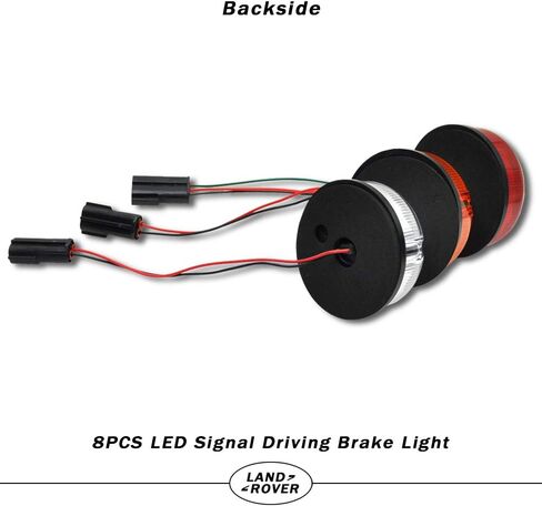 طقم إضاءة LED للتحديث من NSLUMO Defender 8 قطع 73 مم مؤشر كهرماني مستدير ضوء أمامي خلفي ضوء خلفي لسيارة Land Rover Defender 90/110 مع مجموعة ضوء المدافع عن العدسات الملونة المتعرية in Kuwait