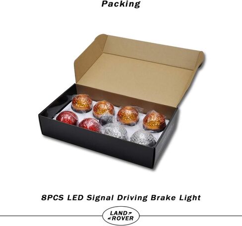 طقم إضاءة LED للتحديث من NSLUMO Defender 8 قطع 73 مم مؤشر كهرماني مستدير ضوء أمامي خلفي ضوء خلفي لسيارة Land Rover Defender 90/110 مع مجموعة ضوء المدافع عن العدسات الملونة المتعرية in Kuwait