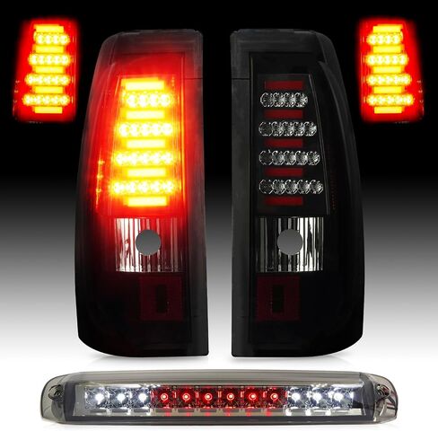 LED Tail Light Assembly + 3rd Third Brake Cargo Rear Lamp Fit for Chevy Silverado 1500 2500 3500 03-06, for GMC Sierra 1500 2500 HD 3500 04-06, for 07 Silverado and Sierra Classic Smoked Lens in Saudi Arabia