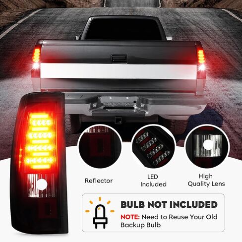 LED Tail Light Assembly + 3rd Third Brake Cargo Rear Lamp Fit for Chevy Silverado 1500 2500 3500 03-06, for GMC Sierra 1500 2500 HD 3500 04-06, for 07 Silverado and Sierra Classic Smoked Lens in Saudi Arabia