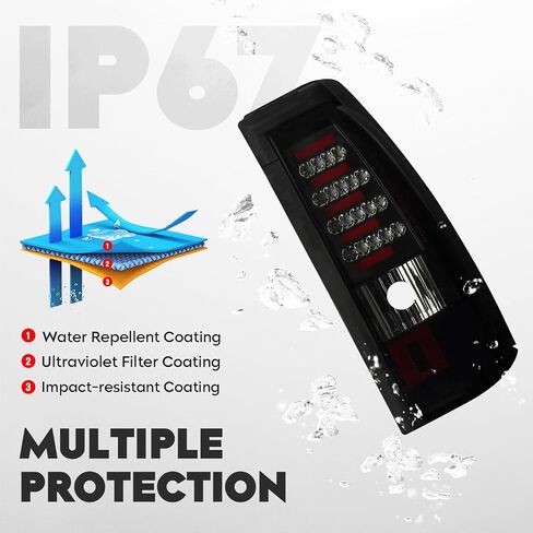 LED Tail Light Assembly + 3rd Third Brake Cargo Rear Lamp Fit for Chevy Silverado 1500 2500 3500 03-06, for GMC Sierra 1500 2500 HD 3500 04-06, for 07 Silverado and Sierra Classic Smoked Lens in Saudi Arabia