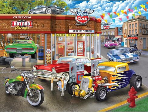 RoseArt - American Nostalgia - Hot Rod Garage - 550 Piece Jigsaw Puzzle for Adults in Kuwait