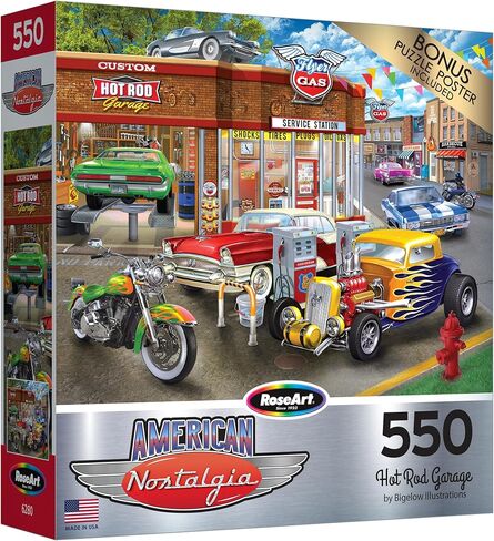 RoseArt - American Nostalgia - Hot Rod Garage - 550 Piece Jigsaw Puzzle for Adults in Kuwait