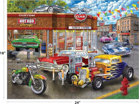 RoseArt - American Nostalgia - Hot Rod Garage - 550 Piece Jigsaw Puzzle for Adults in Kuwait