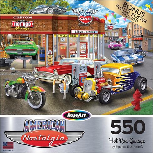 RoseArt - American Nostalgia - Hot Rod Garage - 550 Piece Jigsaw Puzzle for Adults in Kuwait