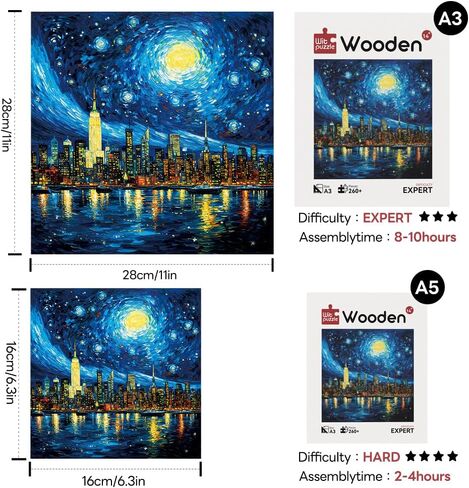 Wooden Puzzles Jigsaw Puzzles 286pcs DIY Puzzle for Adults and Kids Starry Sky Puzzles-Gift for Christmas, Home Decorations, and Mindful Play 11 * 11 Inch in Saudi Arabia