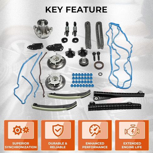 مجموعة سلسلة التوقيت، مضخة مياه مضخة الزيت ومجموعة توقيت محرك صمامات VVT، مناسبة لسيارة Ford F-150 5.4L 2004-2009، مناسبة لسيارة Lincoln Navigator 5.4L، مناسبة لسيارة Ford Expedition 5.4L OE# 5L3Z-6268-A in Kuwait