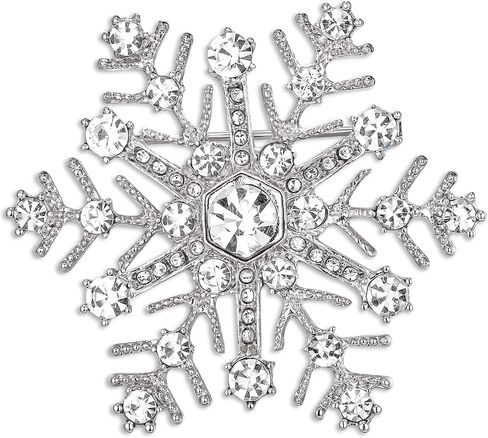 Flyonce Christmas Snowflake Brooch for Women, Sparkly Rhinestone Crystal Winter Party Corsage Broach Pin in Kuwait