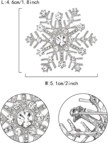 Flyonce Christmas Snowflake Brooch for Women, Sparkly Rhinestone Crystal Winter Party Corsage Broach Pin in Kuwait