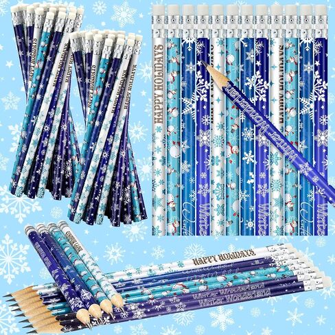 Jetec 72 Pieces Christmas Snowflake Pencils for Kids Christmas Pencils for Kids Christmas Pencils with Eraser Holiday Pencil for Christmas Gifts Party Favors Stationery Supplies (Snowflake Style) in Saudi Arabia