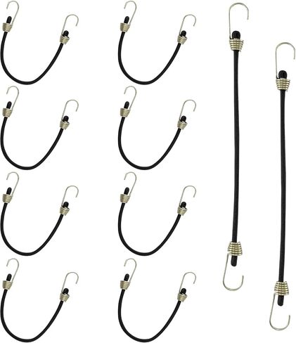 4 Inch Mini Bungee Cords with Hooks, Black Elastic Bungee Cords Heavy Duty Outdoor Tarp Bungee Straps, 10PCS in Kuwait