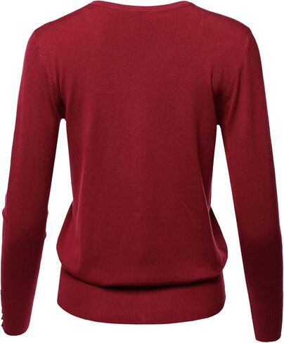 Women's Basic Solid V-Neck Button Closure Long Sleeves Sweater Cardigan in Kuwait